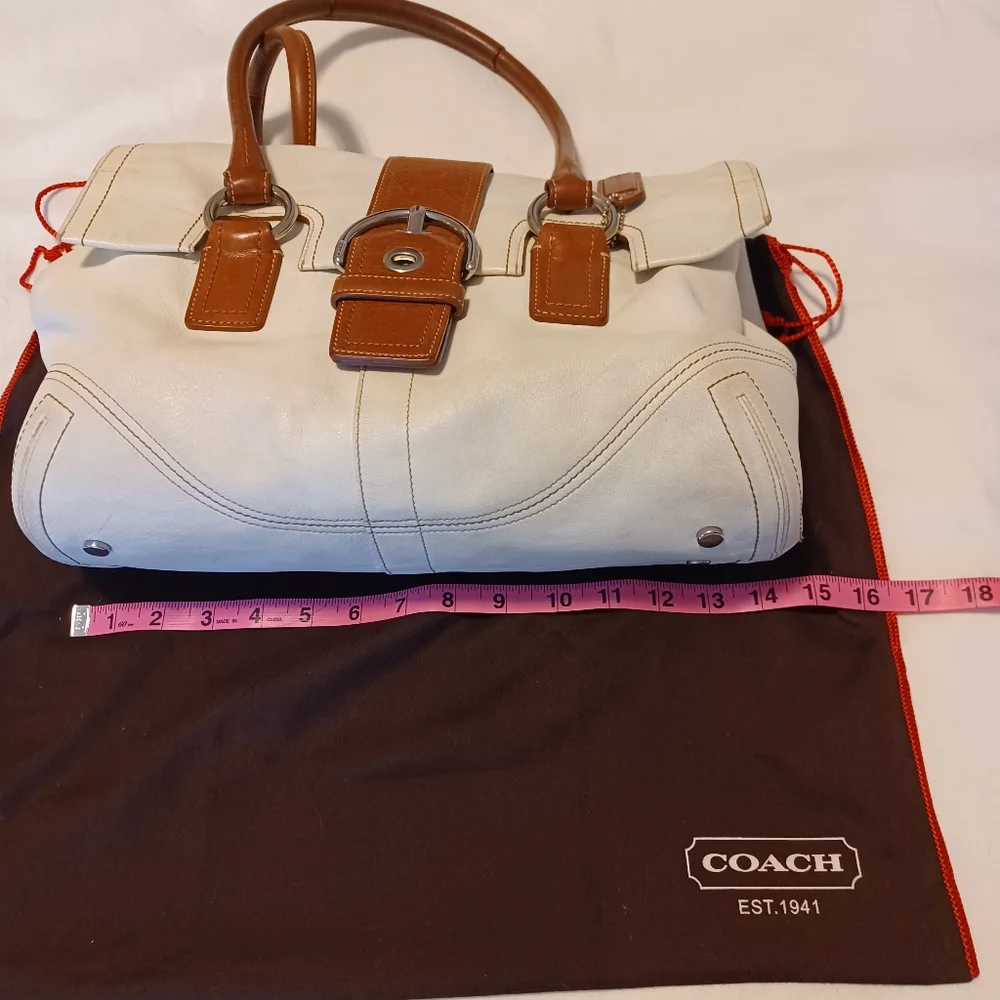 VTG Coach Hamptons Y2K Leather Two Handle Handbag Purse Authentic